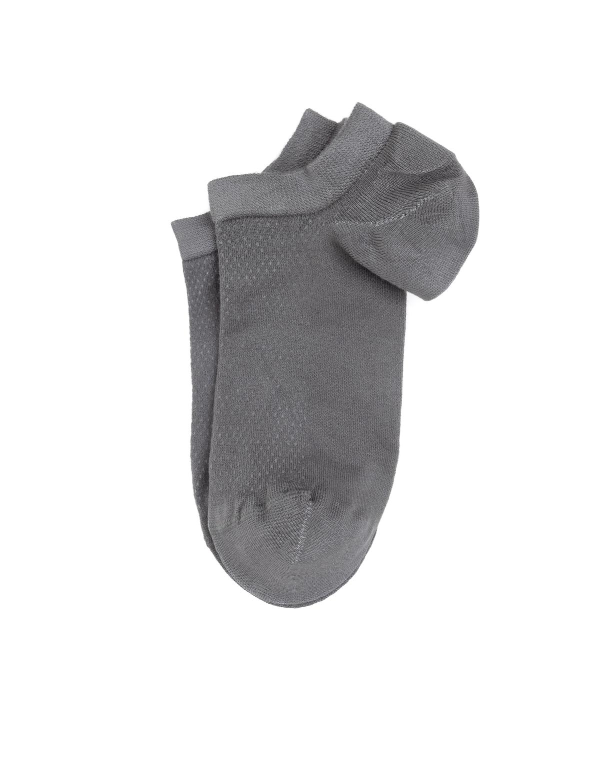 Erkek Bambu Karışımlı Gri Patik Desenli Çorap - 50308416009