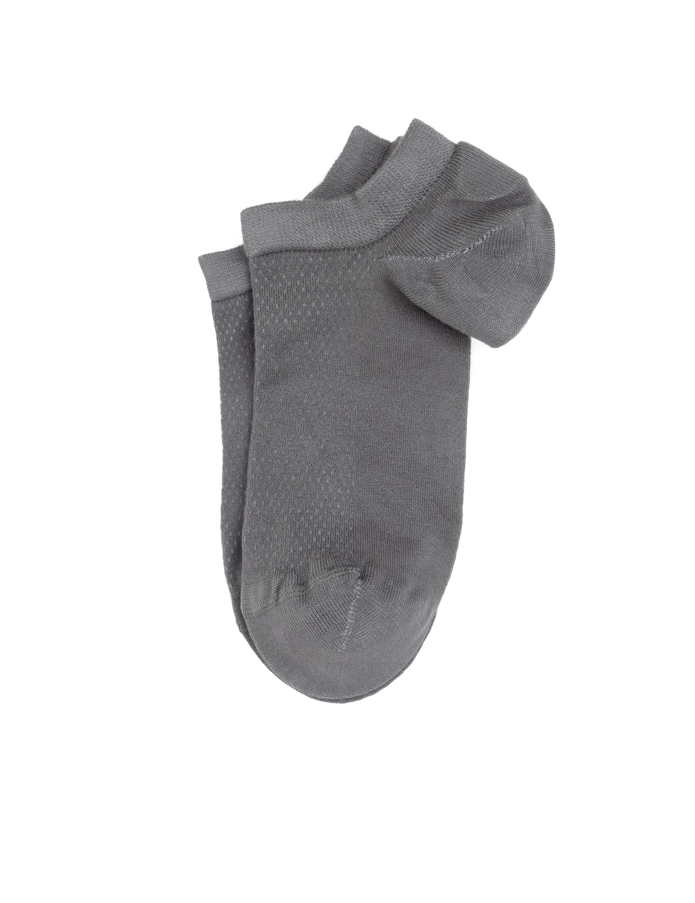 Erkek Bambu Karışımlı Gri Patik Desenli Çorap