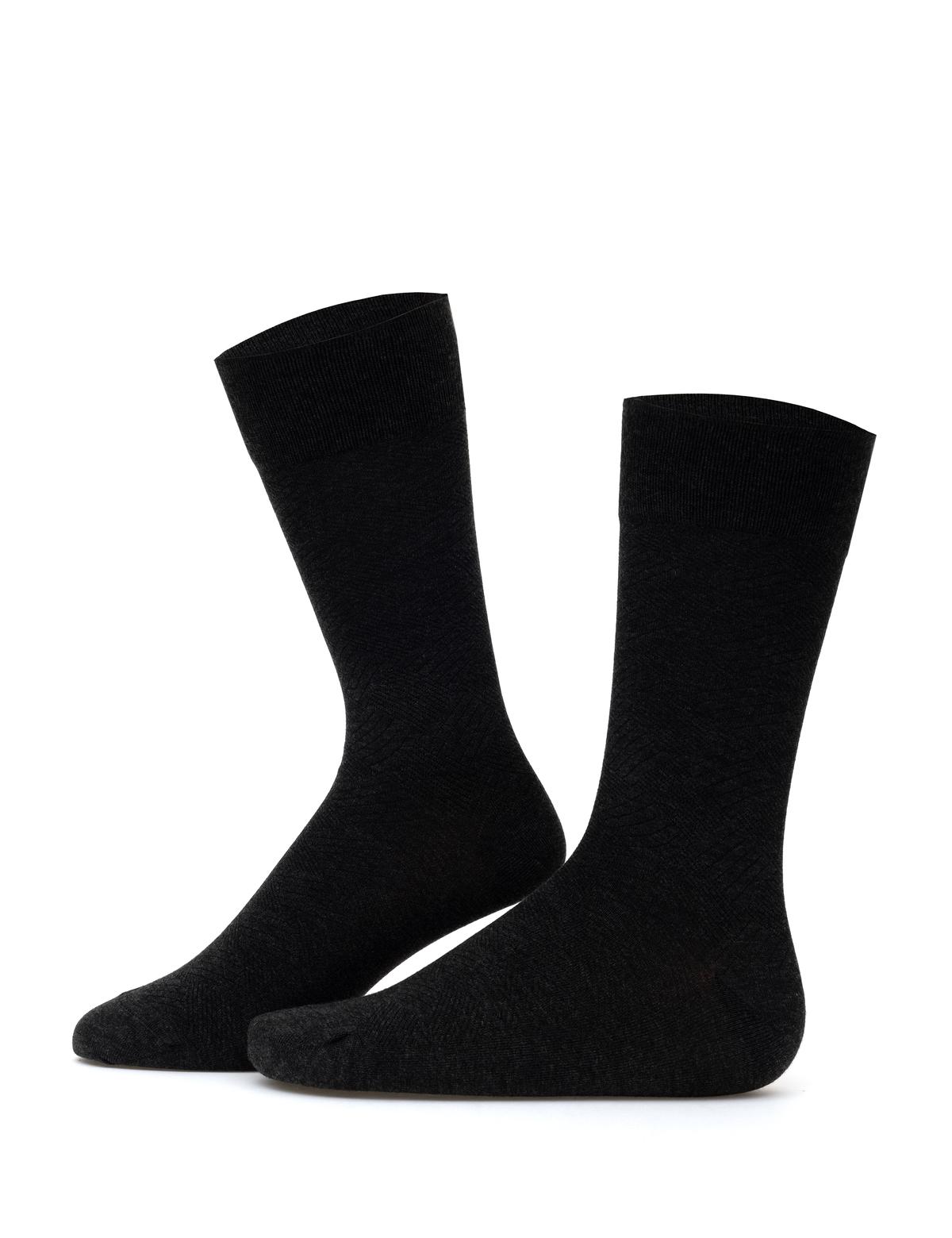 Erkek Bambu Karışımlı Antrasit Soket Desenli Çorap