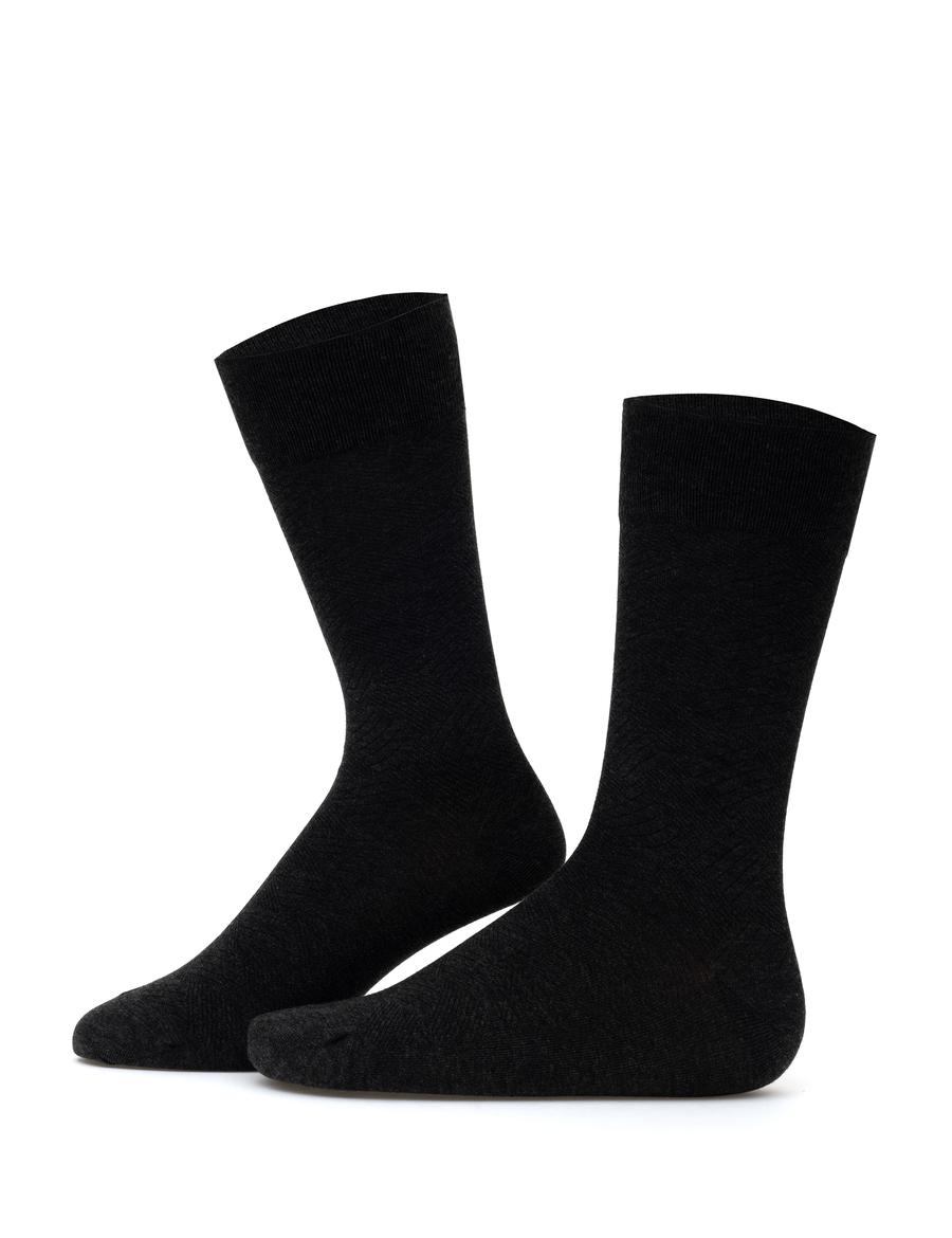 Erkek Bambu Karışımlı Antrasit Soket Desenli Çorap