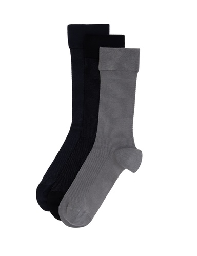 Erkek Bambu Karışımlı 3'lü Paket Gri Soket Basic Çorap