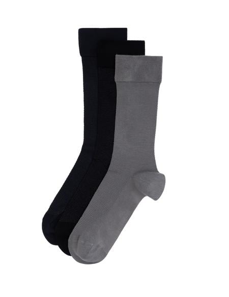 Erkek Bambu Karışımlı 3'lü Paket Gri Soket Basic Çorap - 50308477007