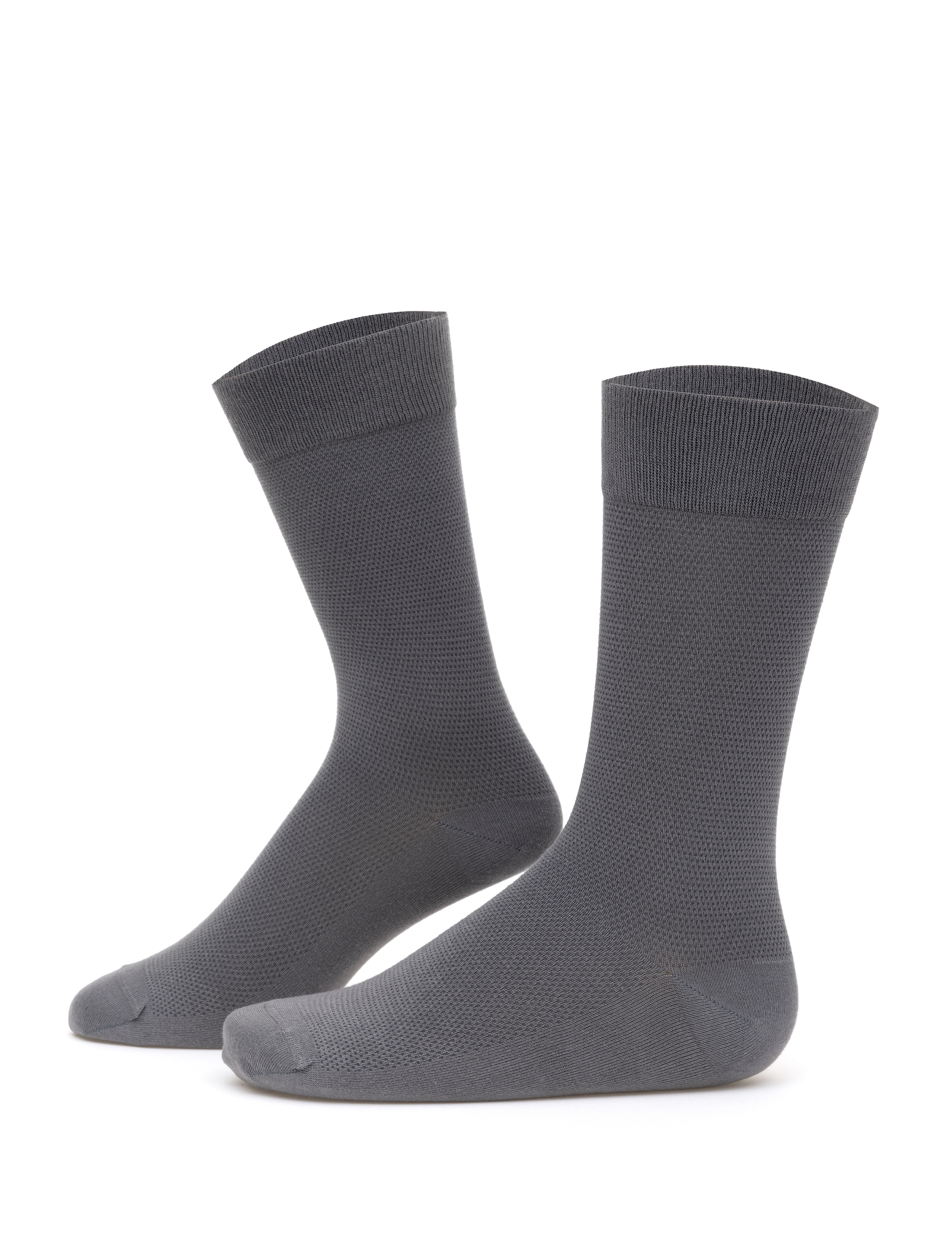 Erkek Bambu Karışımlı 3'lü Paket Gri Soket Basic Çorap - Image 2