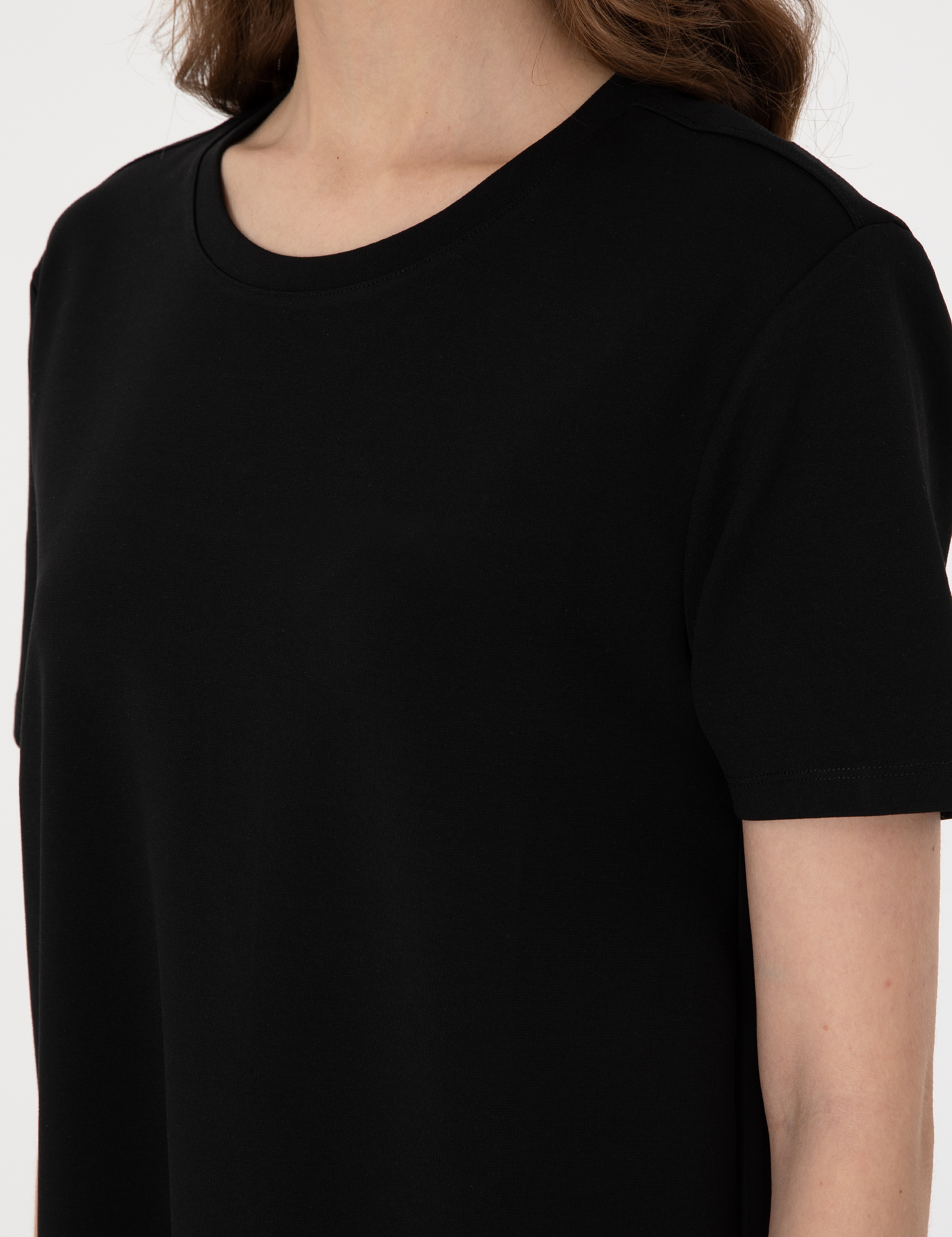 Siyah Regular Fit Örme Elbise - Image 6