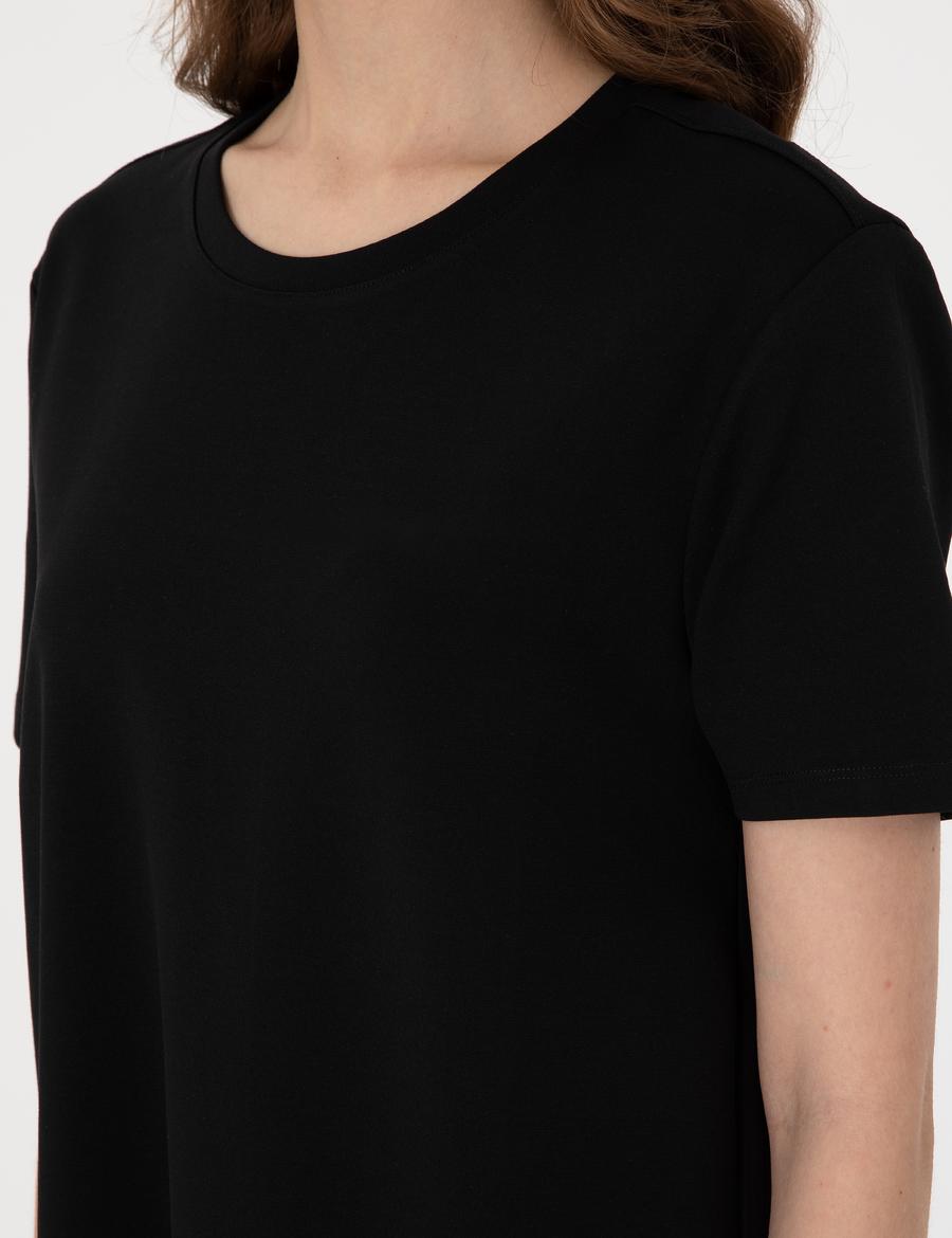 Siyah Regular Fit Örme Elbise