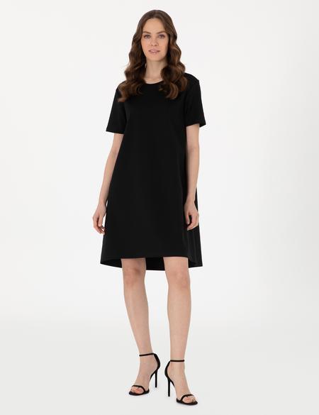 Siyah Regular Fit Örme Elbise - 50308246014