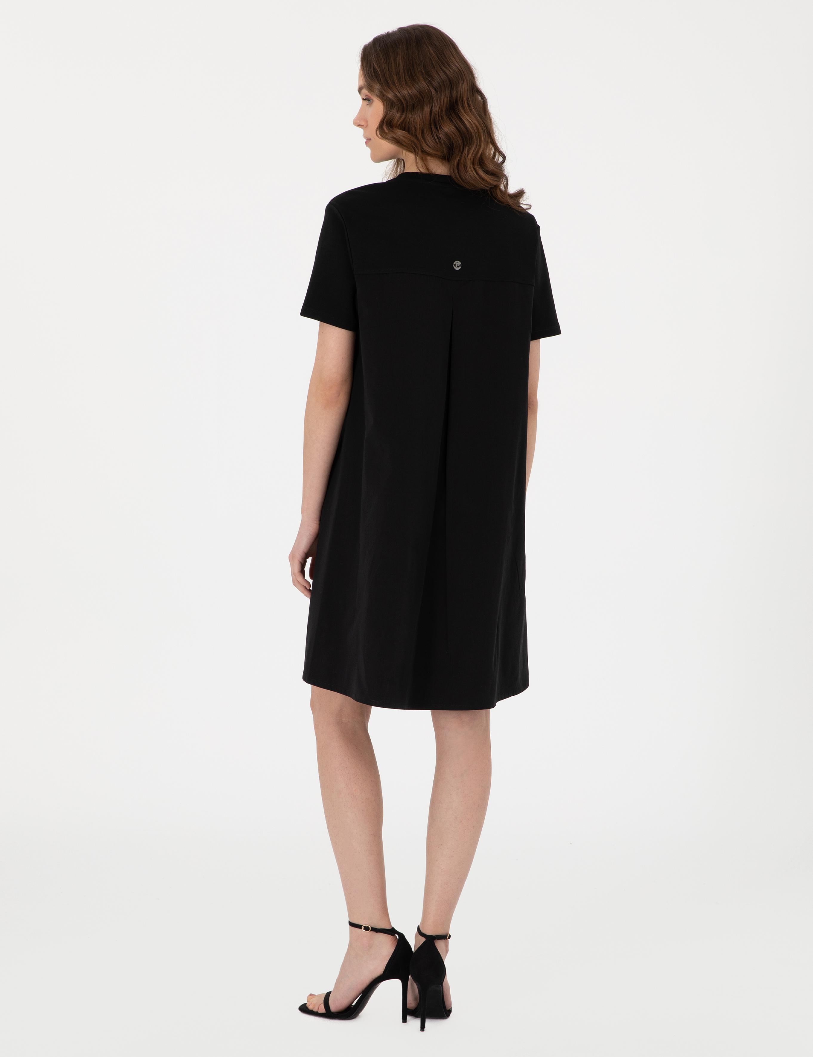 Siyah Regular Fit Örme Elbise