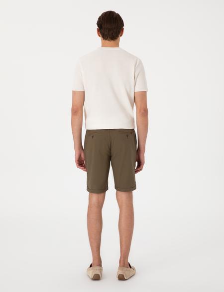 Haki Slim Fit Beli Lastikli Bağcıklı Dokuma Şort - 50308148003