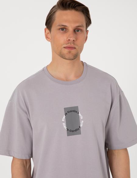 Gri Comfort Fit Bisiklet Yaka Tişört - 50310155015