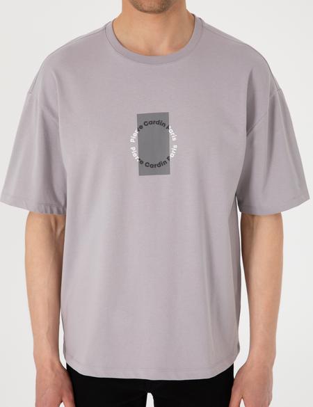 Gri Comfort Fit Bisiklet Yaka Tişört - 50310155015