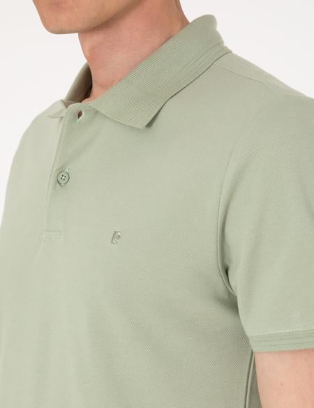 Çağla Yeşili Slim Fit %100 Pamuk Polo Yaka Basic Tişört - 50306448124