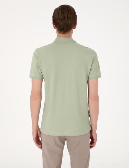 Çağla Yeşili Slim Fit %100 Pamuk Polo Yaka Basic Tişört - 50306448124