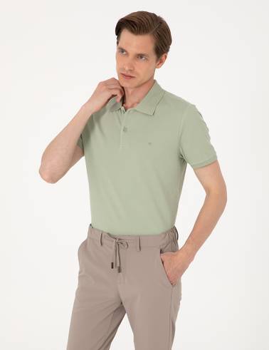 Çağla Slim Fit %100 Pamuk Polo Yaka Basic Tişört