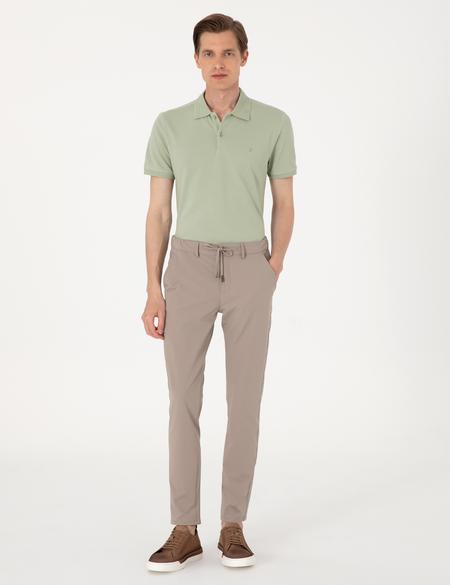 Çağla Yeşili Slim Fit %100 Pamuk Polo Yaka Basic Tişört - 50306448124