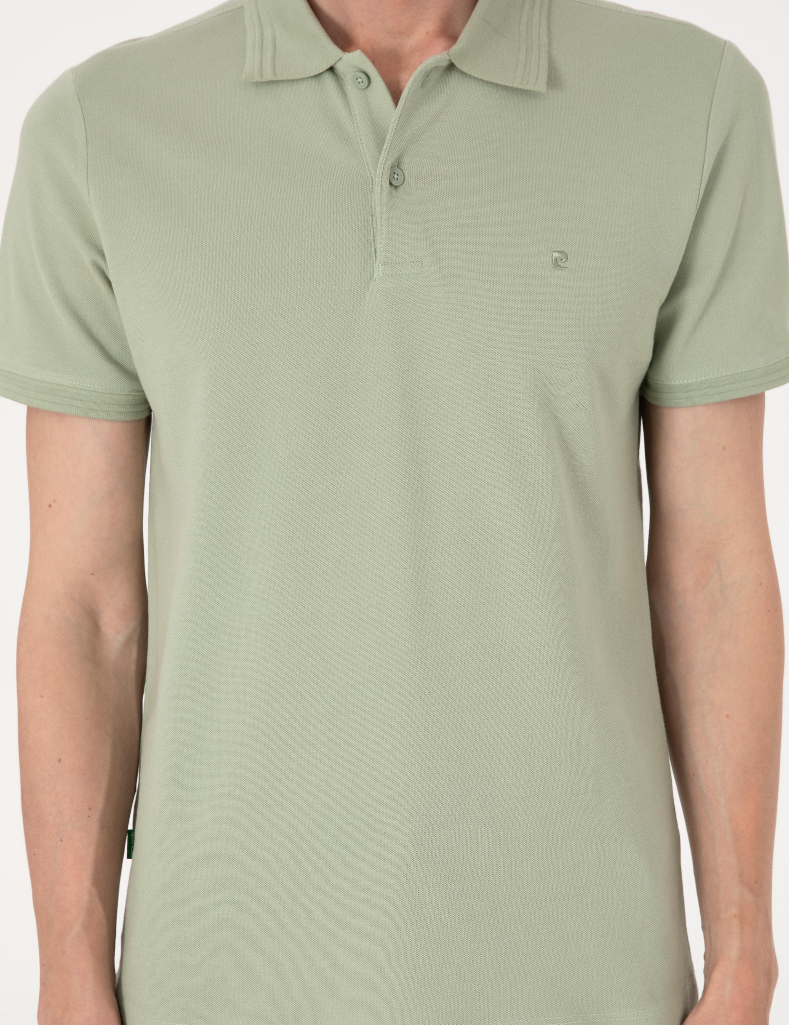 Çağla Yeşili Slim Fit %100 Pamuk Polo Yaka Basic Tişört