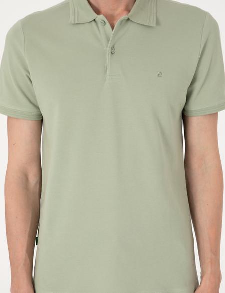 Çağla Yeşili Slim Fit %100 Pamuk Polo Yaka Basic Tişört - 50306448124