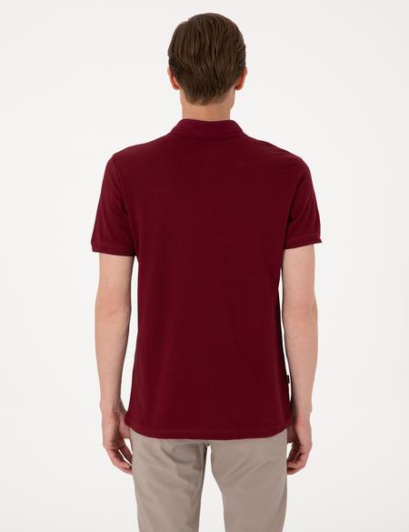 Bordo Slim Fit %100 Pamuk Polo Yaka Basic Tişört - 50306448014