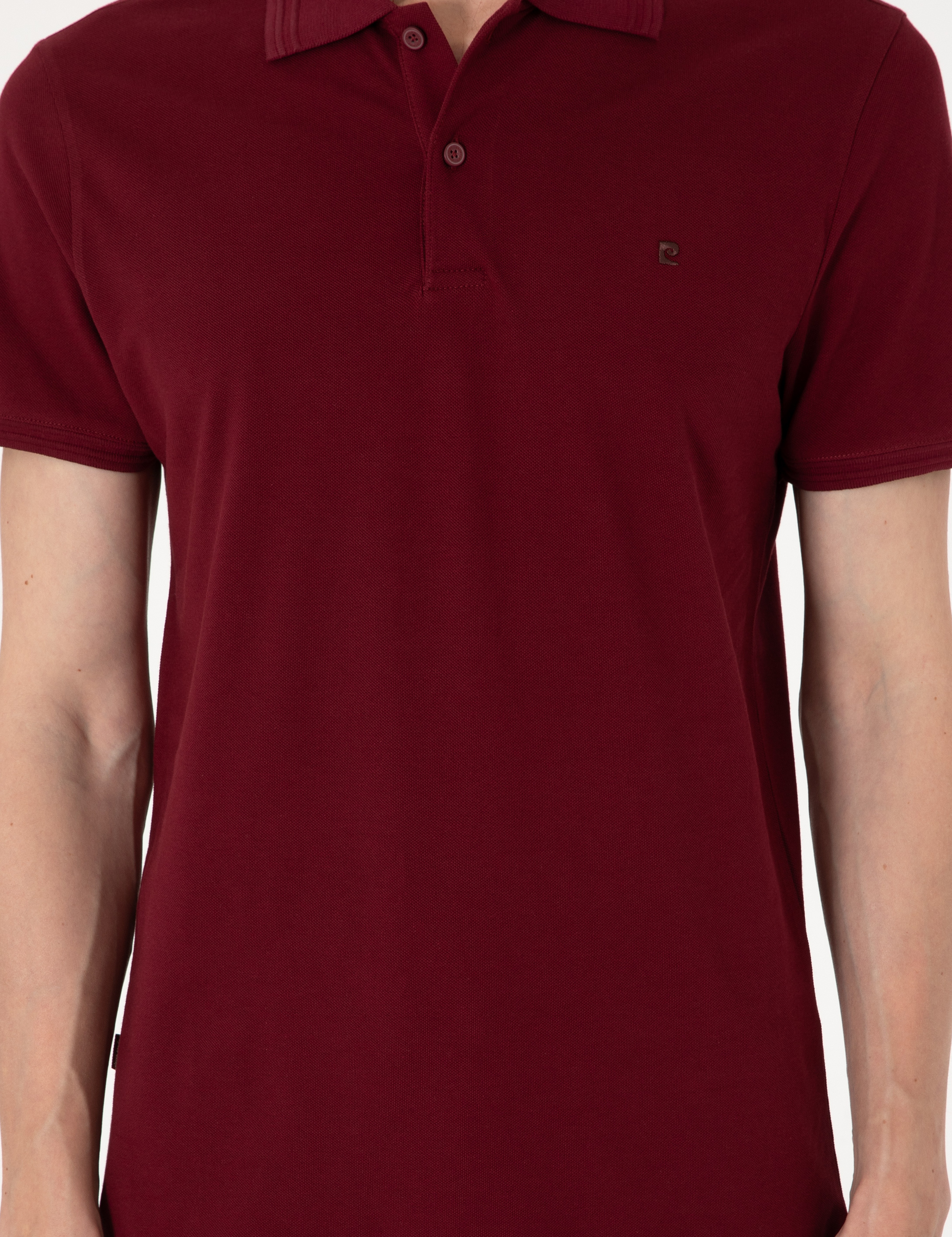 Bordo Slim Fit %100 Pamuk Polo Yaka Basic Tişört