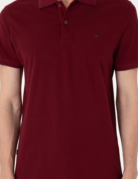 Bordo Slim Fit %100 Pamuk Polo Yaka Basic Tişört - 50306448014