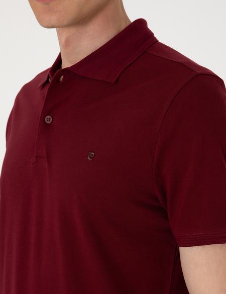 Bordo Slim Fit %100 Pamuk Polo Yaka Basic Tişört - 50306448014