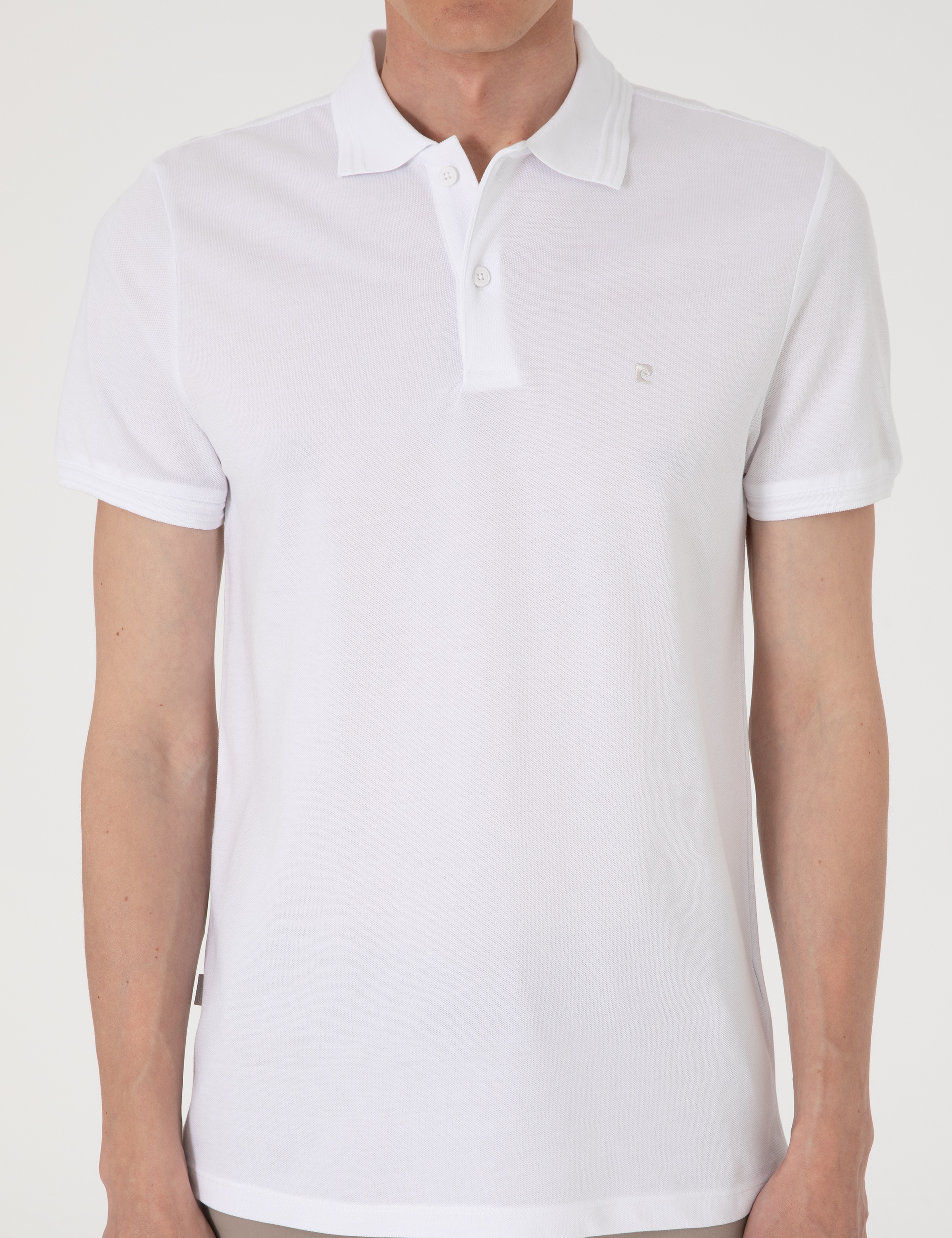 Beyaz Slim Fit %100 Pamuk Polo Yaka Basic Tişört