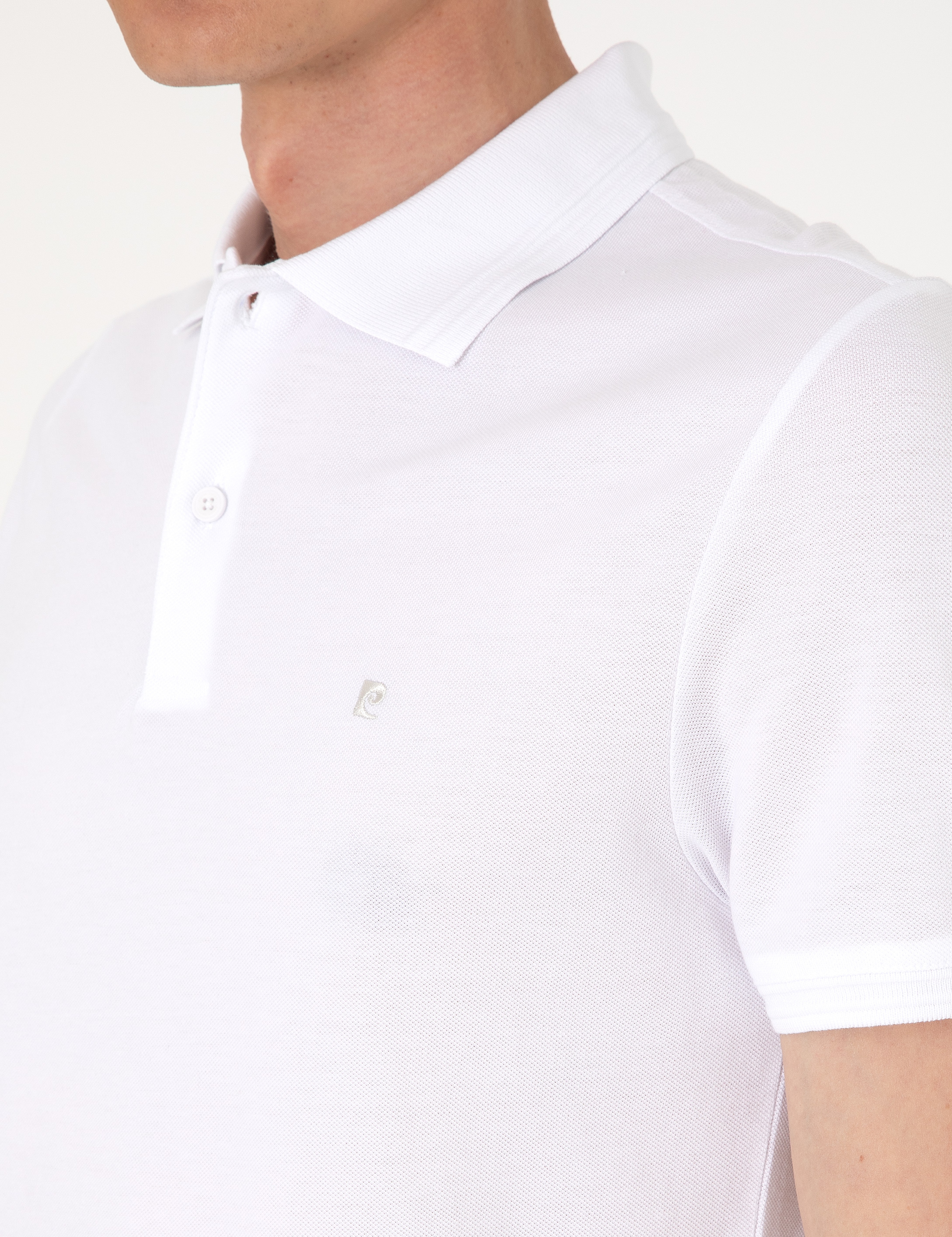Beyaz Slim Fit %100 Pamuk Polo Yaka Basic Tişört - Image 7