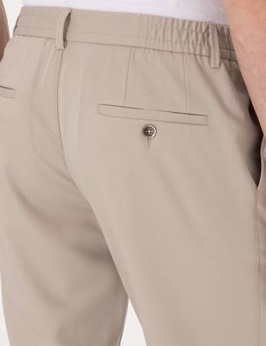 Bej Slim Fit Beli Lastikli Klasik Jogger Pantolon