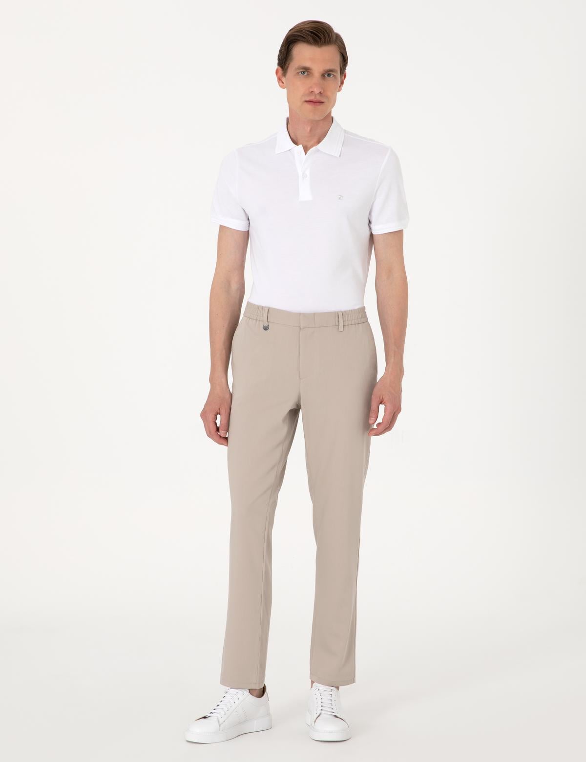 Bej Slim Fit Klasik Jogger Pantolon