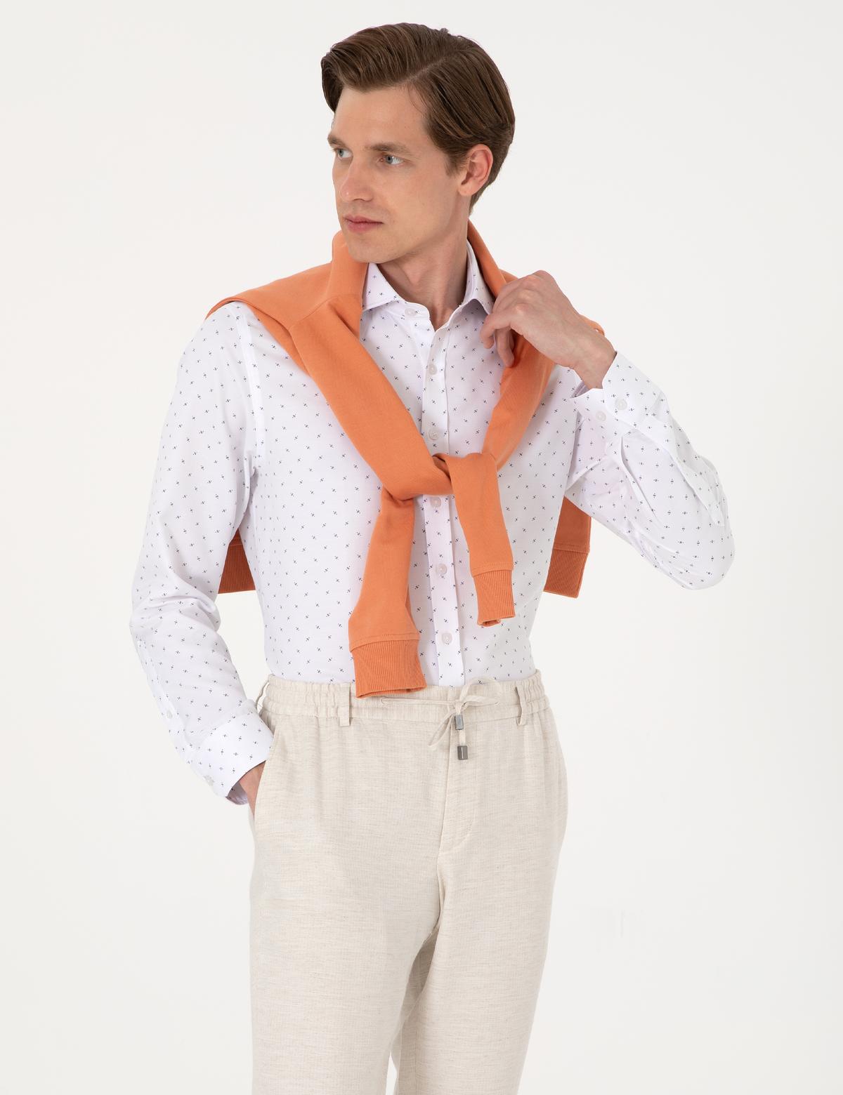 Beyaz Slim Fit Uzun Kollu Gömlek - 50307134005