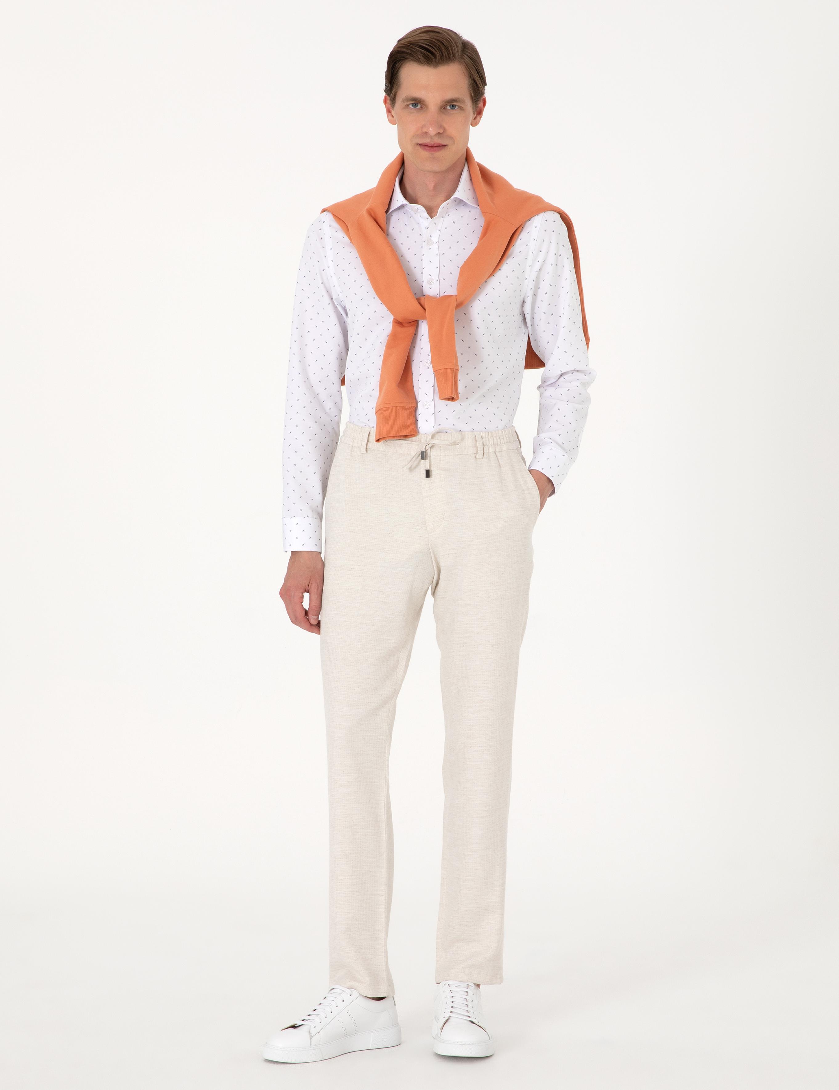 Beyaz Slim Fit Uzun Kollu Gömlek