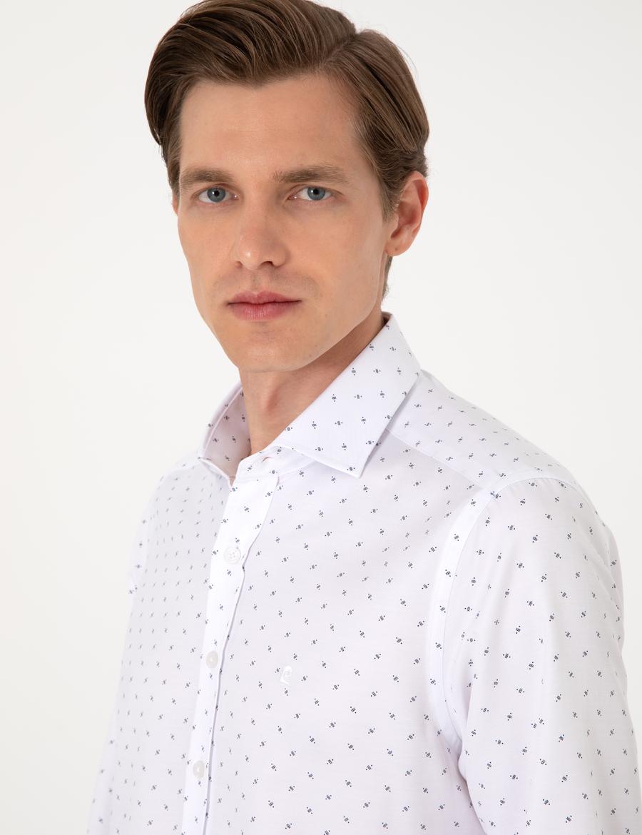 Beyaz Slim Fit Uzun Kollu Gömlek