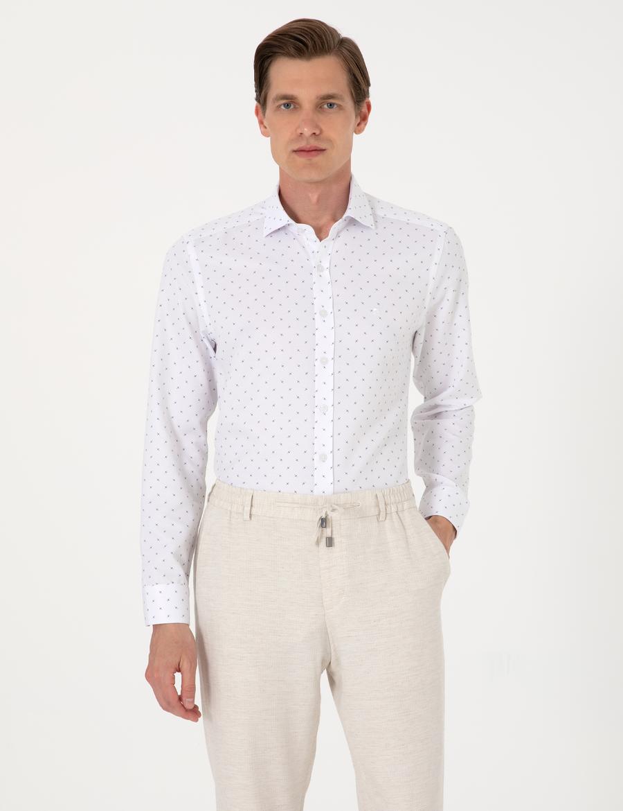 Beyaz Slim Fit Uzun Kollu Gömlek