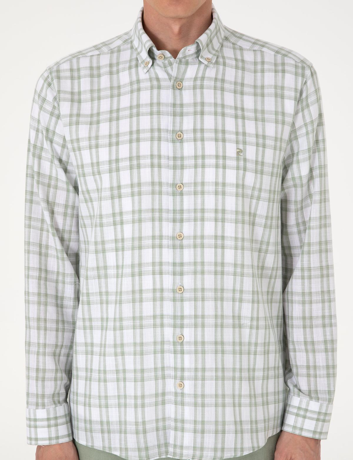 Yeşil Regular Fit Ekose Uzun Kollu Gömlek - 50307159016