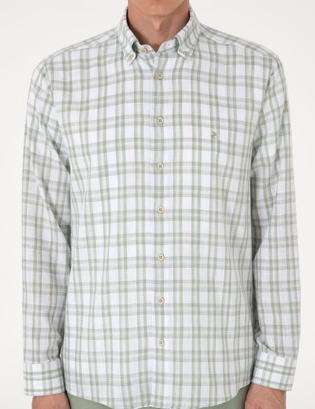Yeşil Regular Fit Ekose Uzun Kollu Gömlek - 50307159016