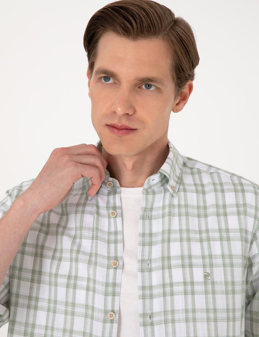 Yeşil Regular Fit Ekose Uzun Kollu Gömlek