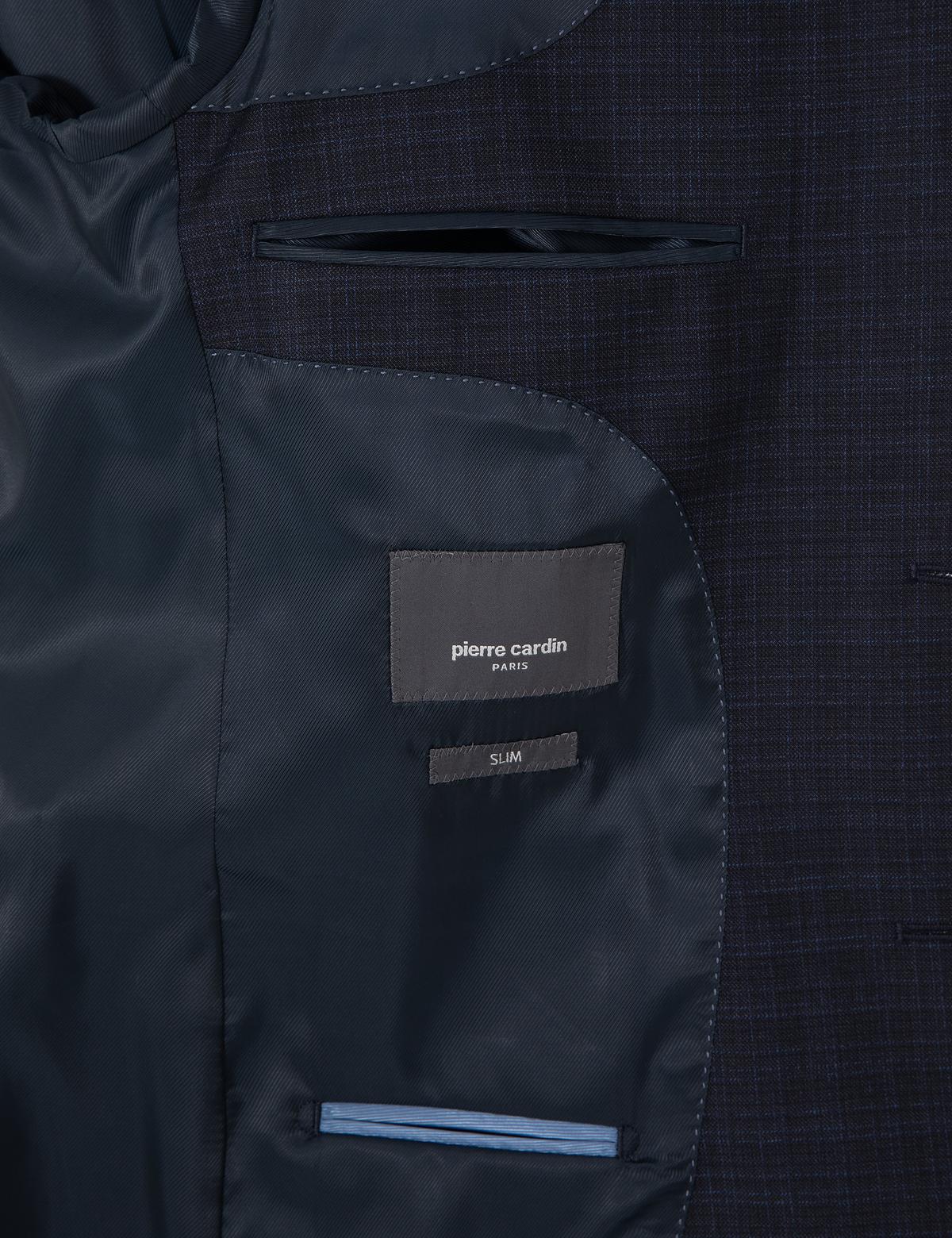 Lacivert Slim Fit %100 Yün Ekose Takım Elbise - 50311236008