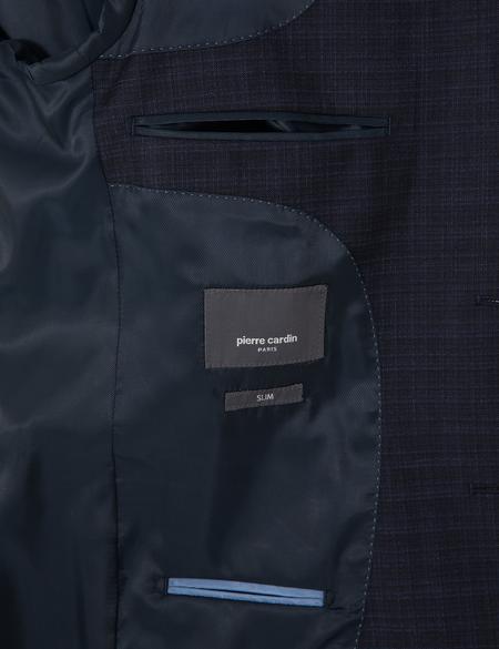 Lacivert Slim Fit %100 Yün Ekose Takım Elbise - 50311236008