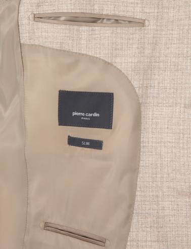 Bej Slim Fit %100 Yün Takım Elbise