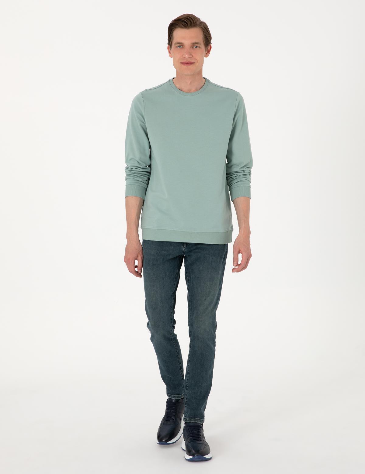 Çağla 2 İplik Regular Fit Bisiklet Yaka Basic Sweatshirt - 50314054064