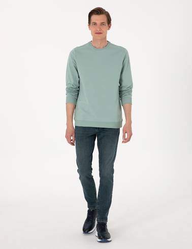 Çağla 2 İplik Regular Fit Bisiklet Yaka Basic Sweatshirt