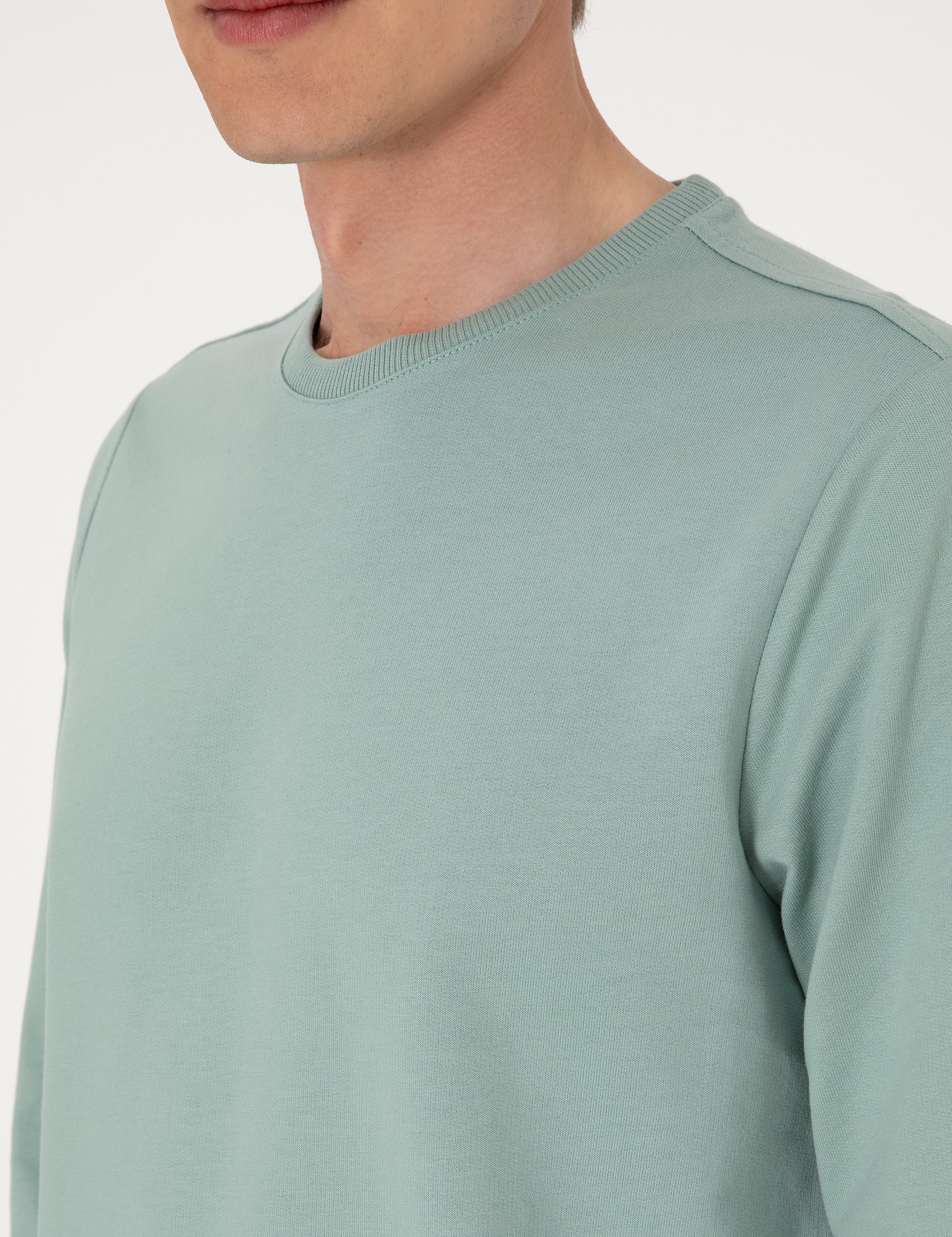Çağla 2 İplik Regular Fit Bisiklet Yaka Basic Sweatshirt - Image 7