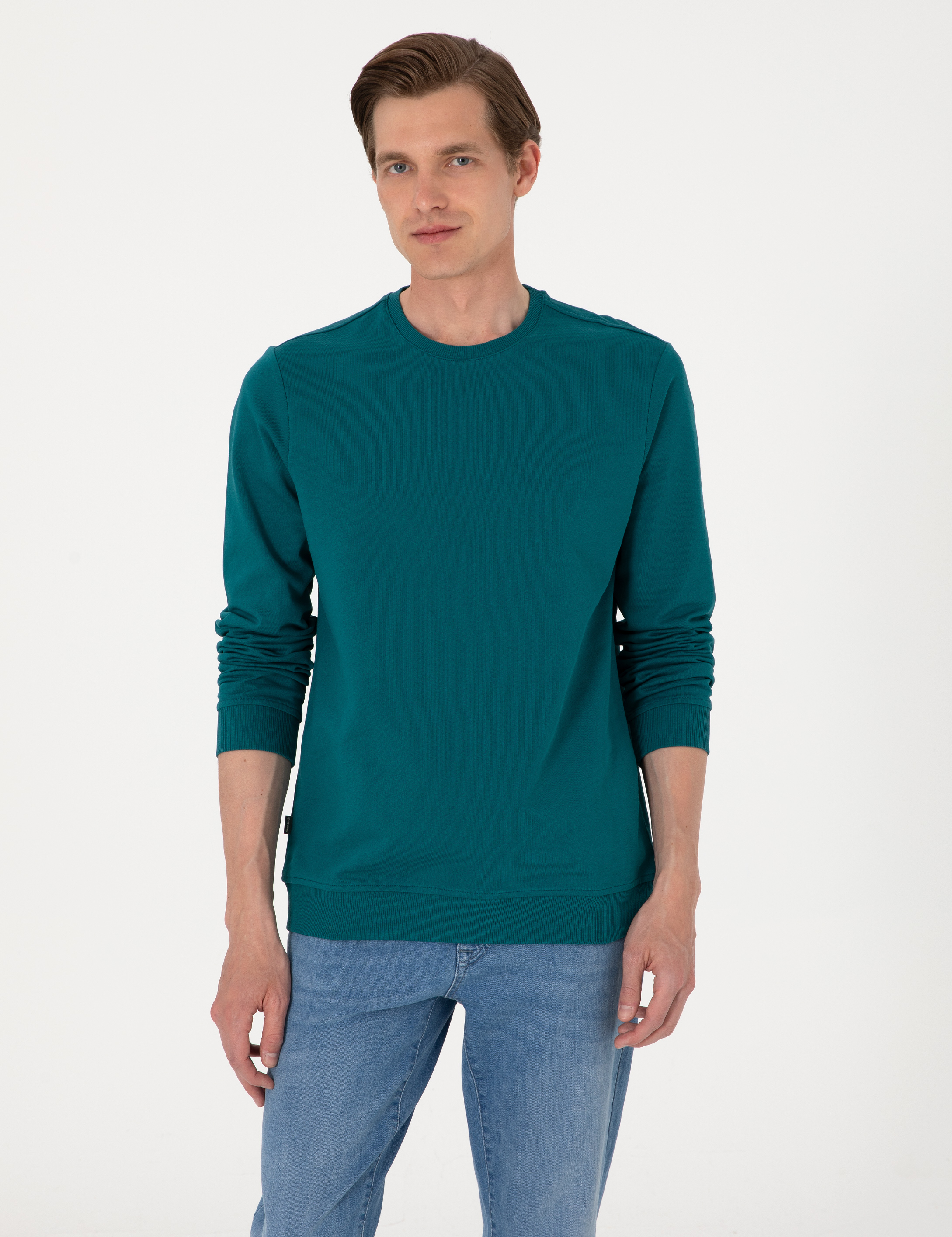 Zümrüt 2 İplik Regular Fit Bisiklet Yaka Basic Sweatshirt - Image 1