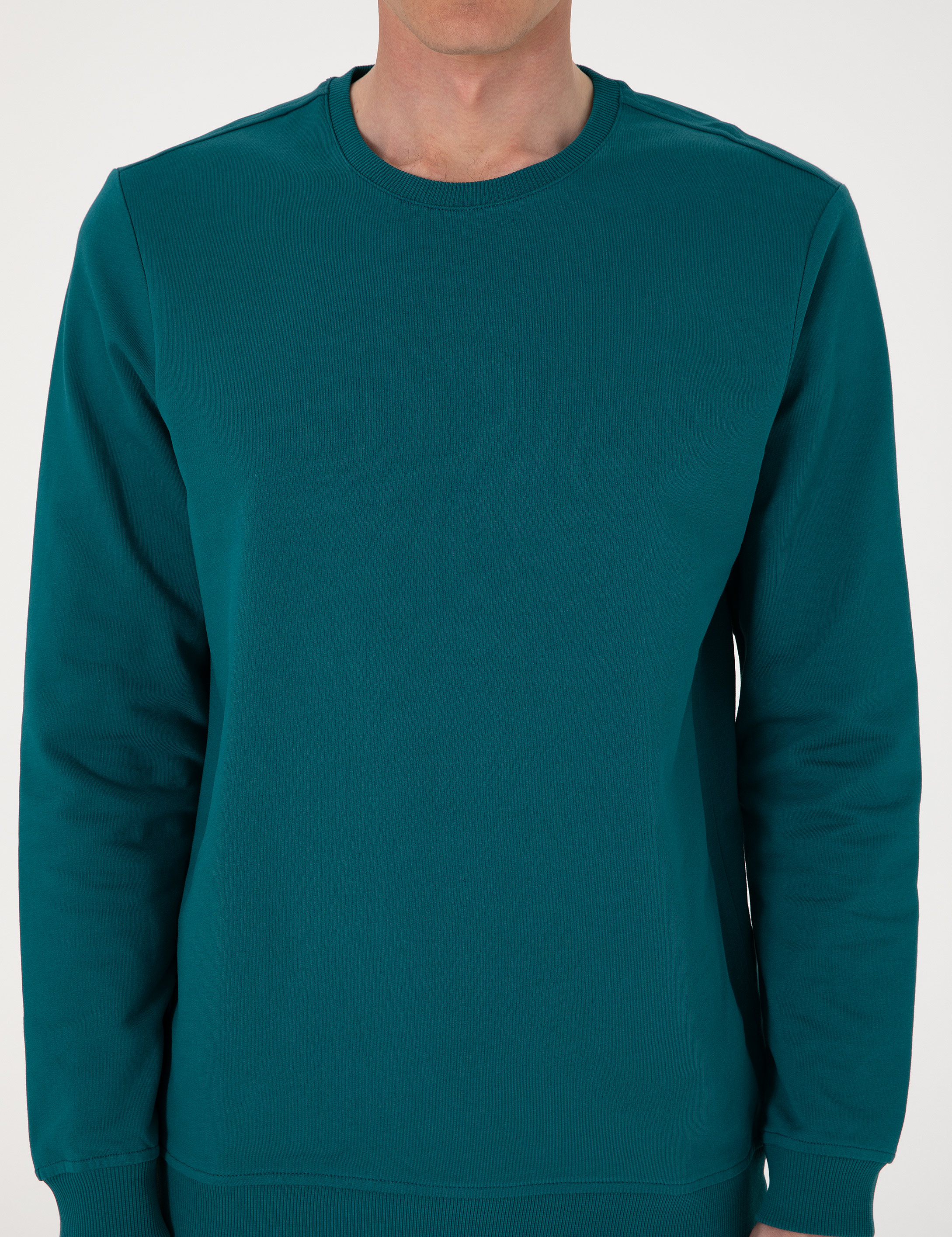 Zümrüt 2 İplik Regular Fit Bisiklet Yaka Basic Sweatshirt - Image 6
