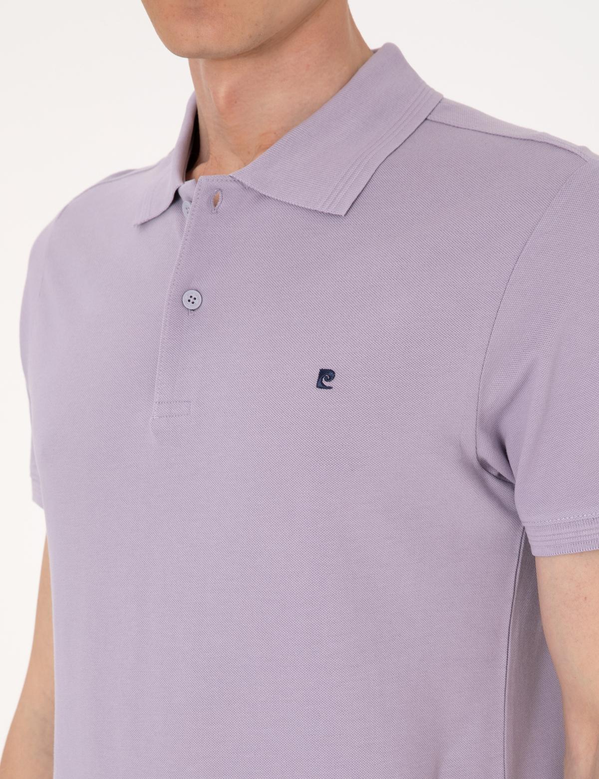 Lila Slim Fit %100 Pamuk Polo Yaka Basic Tişört - 50291625083