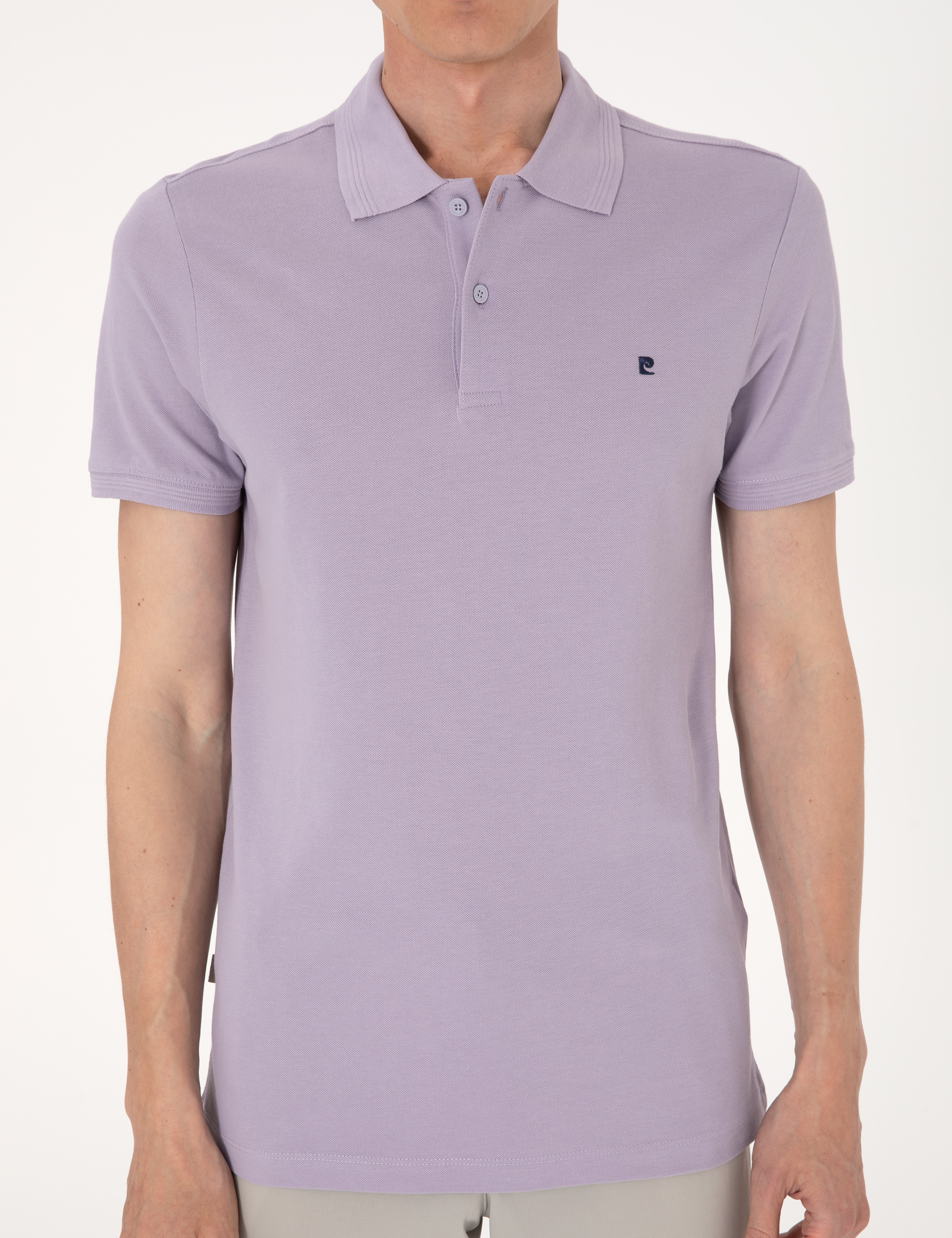 Lila Slim Fit %100 Pamuk Polo Yaka Basic Tişört - Image 6