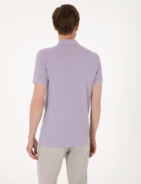 Lila Slim Fit %100 Pamuk Polo Yaka Basic Tişört - 50291625083