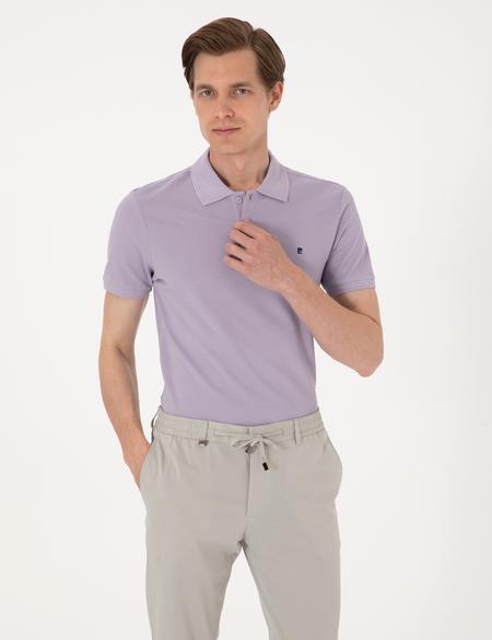 Lila Slim Fit %100 Pamuk Polo Yaka Basic Tişört - 50291625083