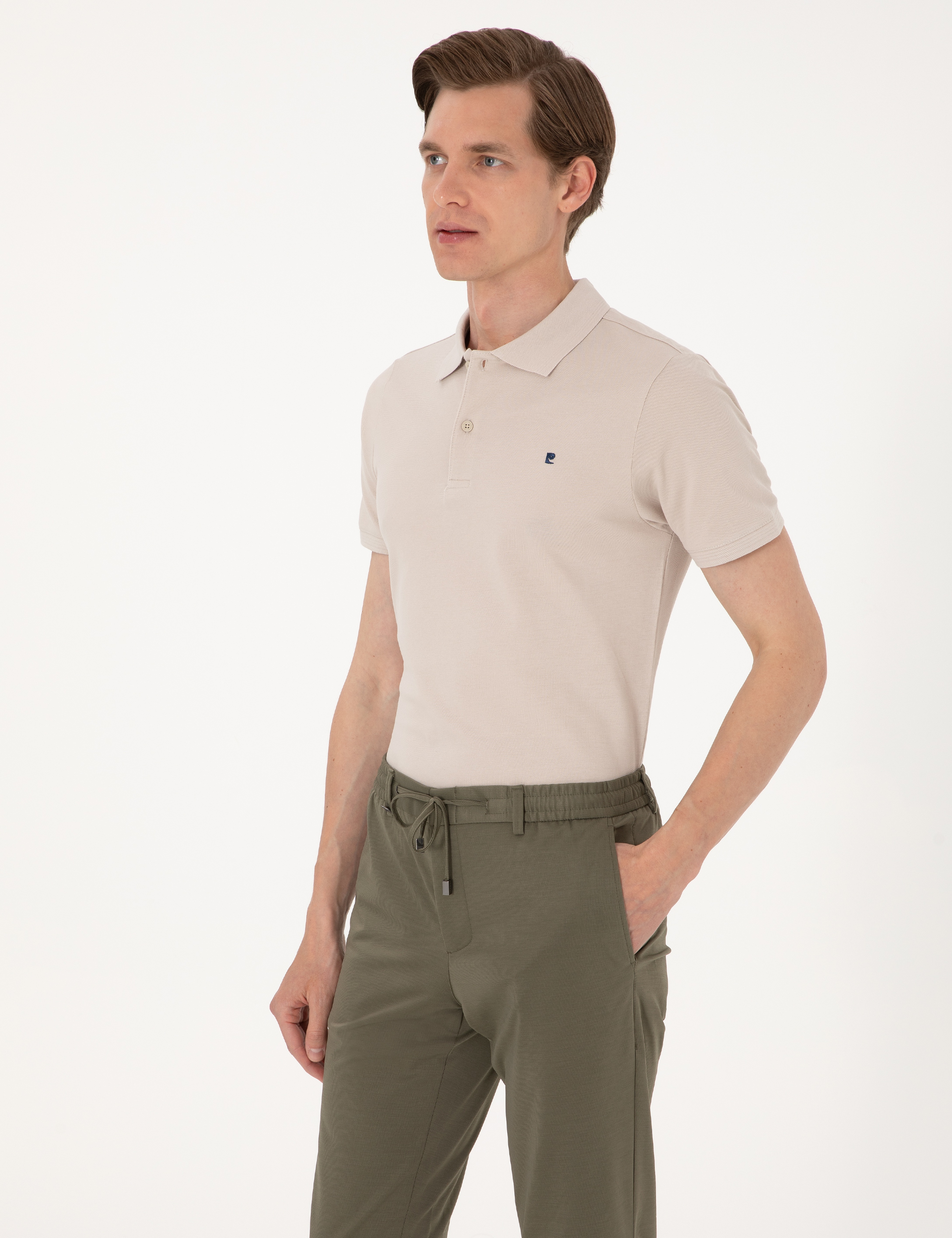 Taş Slim Fit %100 Pamuk Polo Yaka Basic Tişört - Image 3