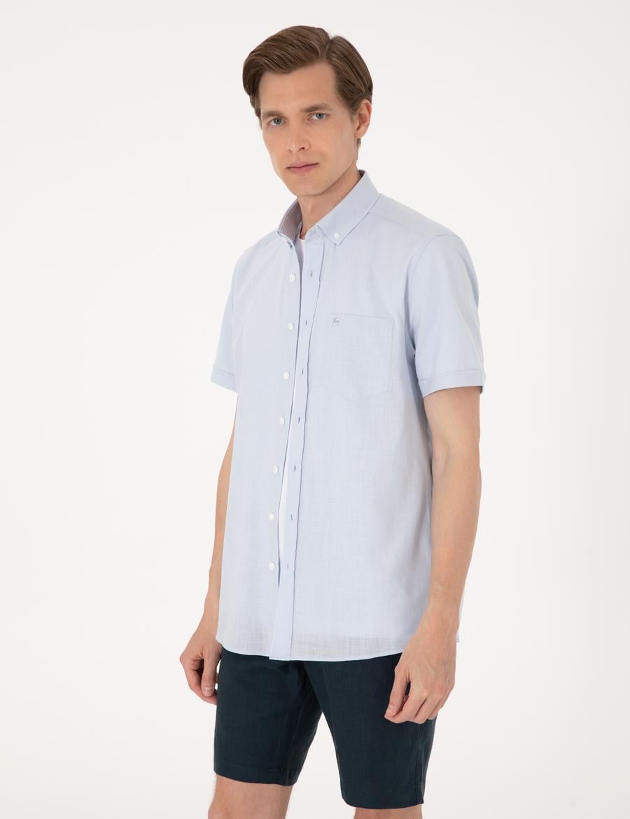 Açık Mavi Regular Fit Kısa Kollu Gömlek