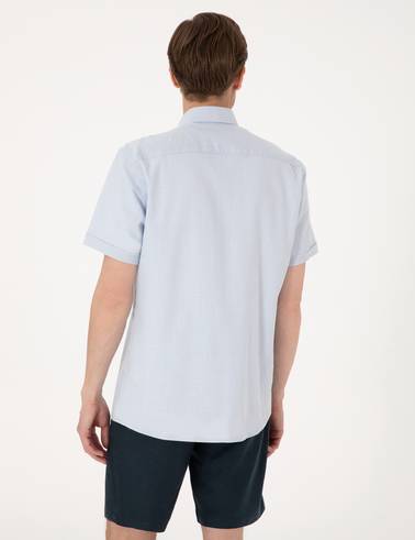 Açık Mavi Regular Fit Kısa Kollu Gömlek